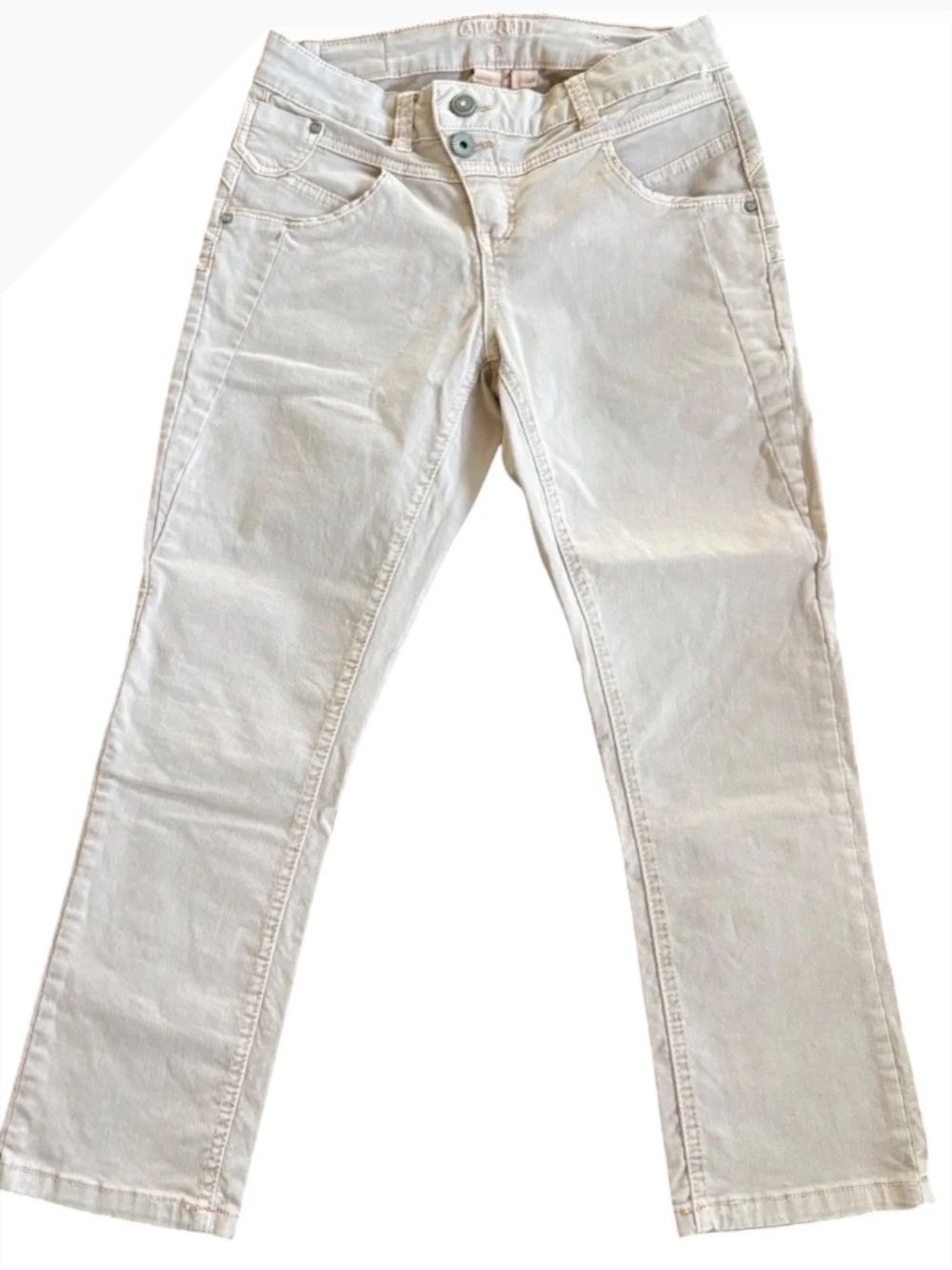 Cream Saba Women's Beige Straight Leg Jeans Sand Ankle Pants Sz 26
